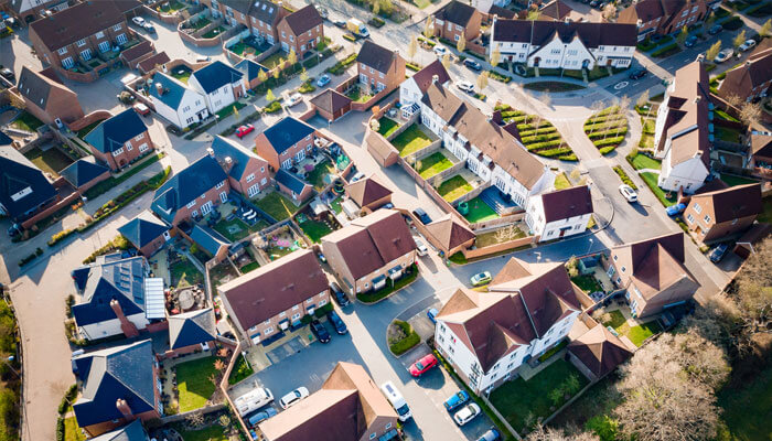 Drone shot of houses